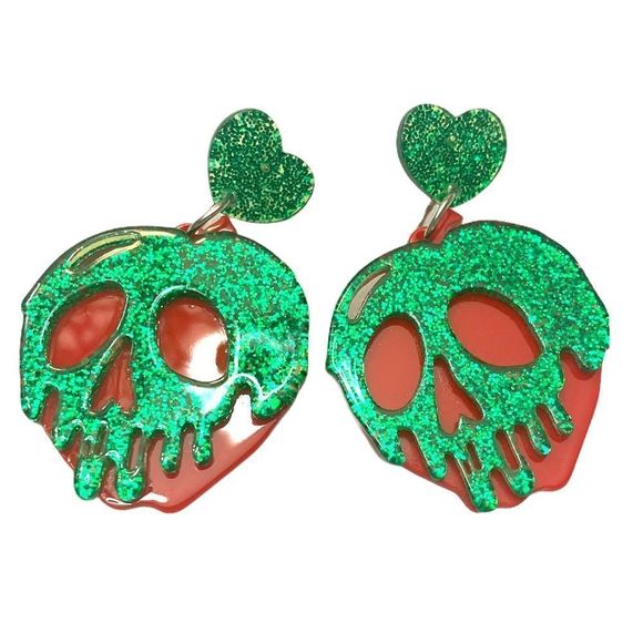 Snow White Poison Apple Earrings - Picture 1 of 5